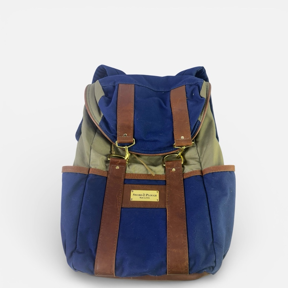 Sword & Plough Upcycles Military leather Canvas Fabric Back Pack